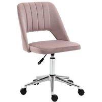 Vinsetto Ergonomic Velvet Office Chair - Armless, High Back, Pink