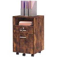 Vinsetto Rustic Brown Lockable Storage Cabinet on Wheels - Contemporary Filing & Living Room Side Unit