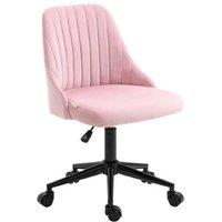 Vinsetto Pink Velvet Ergonomic Armless Office Chair - Adjustable Height, Swivel, Modern Home Desk Seating