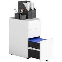 Vinsetto White Steel 3-Drawer Lockable Filing Cabinet - Compact Under Desk Office Storage