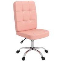 Vinsetto Pink Faux Leather Ergonomic Office Chair - Adjustable Height, Armless, Modern Home Desk Seating
