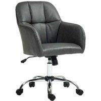 HOMCOM Ergonomic PU Leather Swivel Desk Chair, Adjustable Height, Grey - Modern Office Seating
