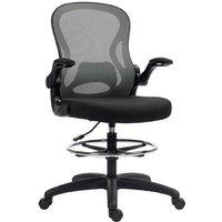 Vinsetto Ergonomic Mesh Draughtsman Office Chair with Adjustable Height, Flip Arms & Footrest - Grey