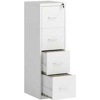 HOMCOM 4-Drawer Lockable Steel Filing Cabinet - Modern Office Storage, White, High Capacity