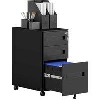 Vinsetto Lockable Metal Filing Cabinet - 3-Drawer, Under Desk, Black, 60cm