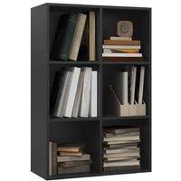 HOMCOM 6-Cube Modular Bookcase Storage Unit - Black Wood Effect, Durable Particle Board, 97.5cm High