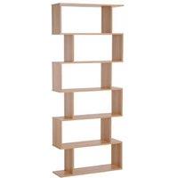 HOMCOM 6-Tier S-Shaped Wooden Bookcase, Modular Display Shelf, Maple - 80x23x192cm, Modern Storage Solution