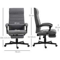 Vinsetto High-Back Ergonomic Linen Reclining Office Chair, Adjustable Height, Grey