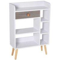 HOMCOM 7-Compartment Modular Shelving Unit - Wood, Minimalist, 50kg Capacity, White/Brown