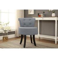 Grey Upholstered Vanity Dressing Chair with Rubberwood Legs