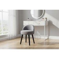 Modern Velvet Upholstered Dressing Table Stool with Solid Wood Legs