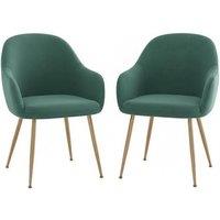 Set of 2 Modern Velvet Dining Chairs with Polished Gold Legs