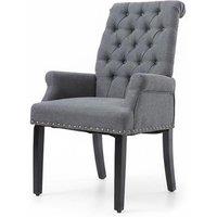 Vintage Style Grey Upholstered Dining Chair with Tufted Rhombus Backrest