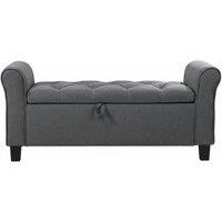 Linen Ottoman Bench Chaise with Armrests and Hidden Storage