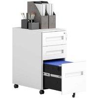 Vinsetto Metal Lockable Filing Cabinet - 3 Drawers, Slim Under Desk Storage, White, 43.5cm Wide