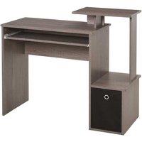 HOMCOM Grey Particle Board Multi-Tier Storage Desk - Compact Living Room Workstation, Modern Style