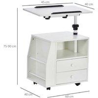 HOMCOM White Rotating End Table with Storage - Contemporary Multi-Function Furniture