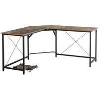 HOMCOM L-Shaped Corner Desk - Industrial Wood & Metal, Spacious, Space-Saving, Contemporary Home Office/Living Room Table
