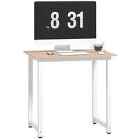 HOMCOM Contemporary Writing Desk - Easy-Clean Oak Effect, Metal Frame, 80x60cm