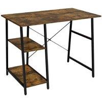 HOMCOM Rustic Living Room Desk with Storage Shelves & Steel Frame - Industrial Style Workspace Table