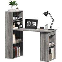 HOMCOM 120cm Contemporary Desk Bookcase - Grey, Space-Saving Storage, Engineered Wood