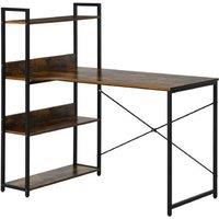 HOMCOM Contemporary Metal Frame 4-Tier Storage Desk - Wood-Effect, Space-Saving, Easy-Clean, Industrial Style