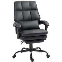HOMCOM Ergonomic Faux Leather Reclining Office Chair with Adjustable Height & Footrest - Black