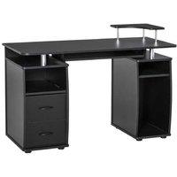 HOMCOM Black Storage Desk - Contemporary Particle Board, Multi-Drawer, Space-Saving Workstation