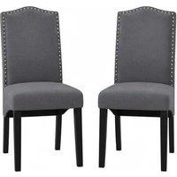 Set of 2 Grey Velvet High-Back Dinning Chair