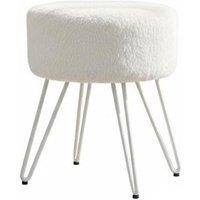 Premium Vanity Stool with Plush Faux Fur and Sturdy Iron Legs