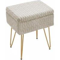 Multifunctional Upholstered Storage Ottoman Stool with Wood Tray Top
