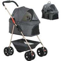 PawHut 3-in-1 Folding Mini Dog & Cat Stroller - Portable, Safe, Easy Clean, For Small Pets