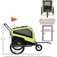 PawHut 2-in-1 Dog Bike Trailer & Stroller for Large Dogs - Heavy-Duty, All-Terrain, Safety Reflectors