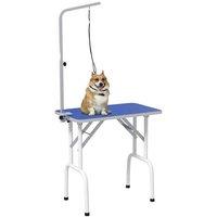 PawHut Adjustable Non-Slip Dog Grooming Table - Foldable, Secure Leash, Medium/Large Breeds, Blue