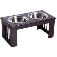 PawHut Raised Stainless Steel Dog Feeder - Double Bowl, Easy-Clean, Medium Breeds, 58x30cm