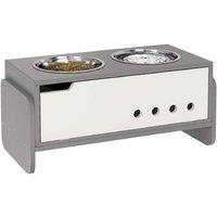 PawHut Adjustable Raised Dog Feeder with Stainless Steel Bowls & Slow Feeder Mat - For Medium to Extra-Large Breeds