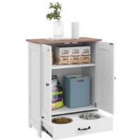 PawHut Dog Feeding Station with Storage Cabinet & Bowls - Organised Mealtime for Medium Breeds