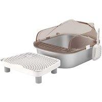 PawHut Stainless Steel Cat Litter Box with Pedal - Leak-Proof, Easy Clean, High-Sided Enclosure