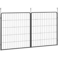 PawHut Heavy-Duty Steel Dog Pen Expansion Kit - 2 Panels with Stakes, For Medium Dogs & Puppies