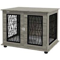 PawHut Medium Dog Crate Table - Secure Lock, Washable Cushion, Stylish Side Table for Medium Breeds