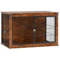 PawHut XL Dog Crate Furniture - Flip Top, Heavy-Duty Steel, Extra Large Breed, Rustic Brown Table