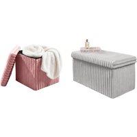 Faux Fur Soft Ottoman Storage Box - 2 Shapes & 3 Colours