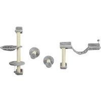 PawHut 4PC Cat Wall Tree Set - Plush, Sisal, Space-Saving, Multi-Level, Grey