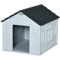 PawHut Weatherproof Plastic Dog House - Medium, Durable Outdoor Kennel for Medium Breeds