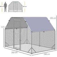 PawHut Walk-In Chicken Run & Small Animal Enclosure - Secure Outdoor Hutch for Chickens, Rabbits & Ducks (4-6 Pets)