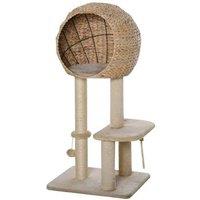 PawHut Multi-Level Sisal Cat Tree Tower with Plush Condo, Scratching Posts & Perch - 100cm