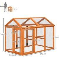 PawHut Wooden Chicken Run for Small Pets - Secure Outdoor Hutch, Large Size, Easy Access