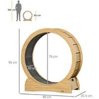 PawHut Cat Exercise Wheel with Carpet Runway & Brake - Modern Wooden Cat Treadmill