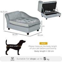 Luxury Raised Dog Sofa Bed with Storage & Cushion - Small Breeds, Modern Velvet, 76cm