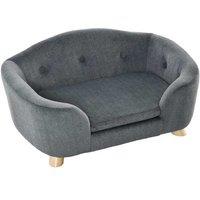 PawHut Modern Plush Cat Sofa Lounge with Wood Frame & Cushion, Grey, Space-Saving, For Small Cats